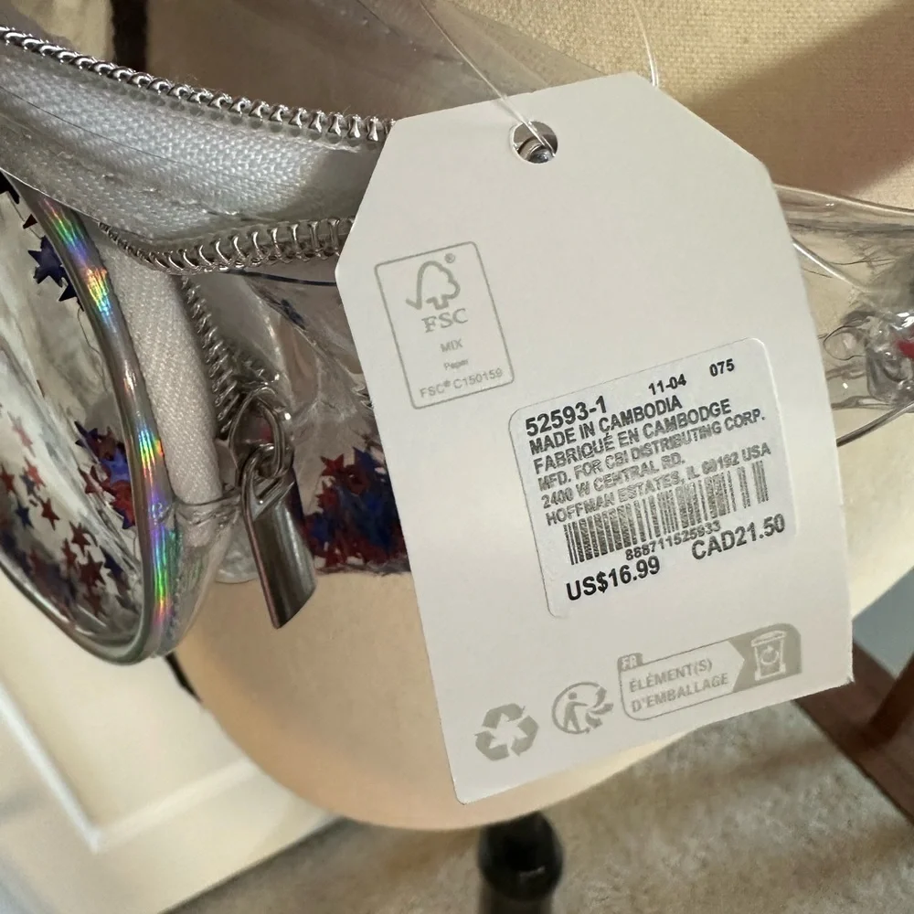 Claire’s Kids Red, White and Blue Clear Stars and Stripes belt Bag – NEW w/Tag